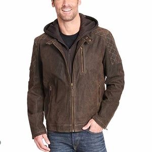 Men’s black rivet leather jacket